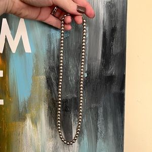 Sterling Silver Navajo Style Pearl Necklace